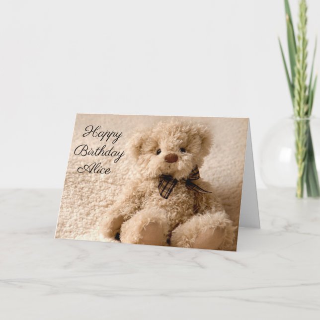 Tarjeta de cumpleaños personalizada - Osito Fluffy (Anverso)