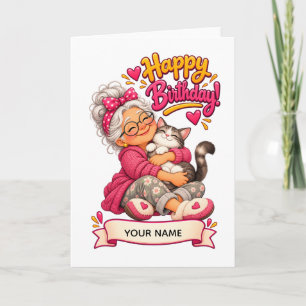 Tarjeta de cumpleaños personalizada para abuela co