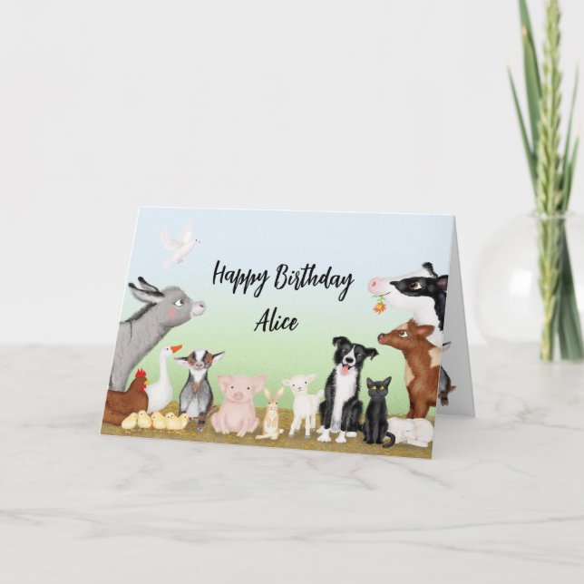 Tarjeta de cumpleaños personalizada para animales  (Anverso)