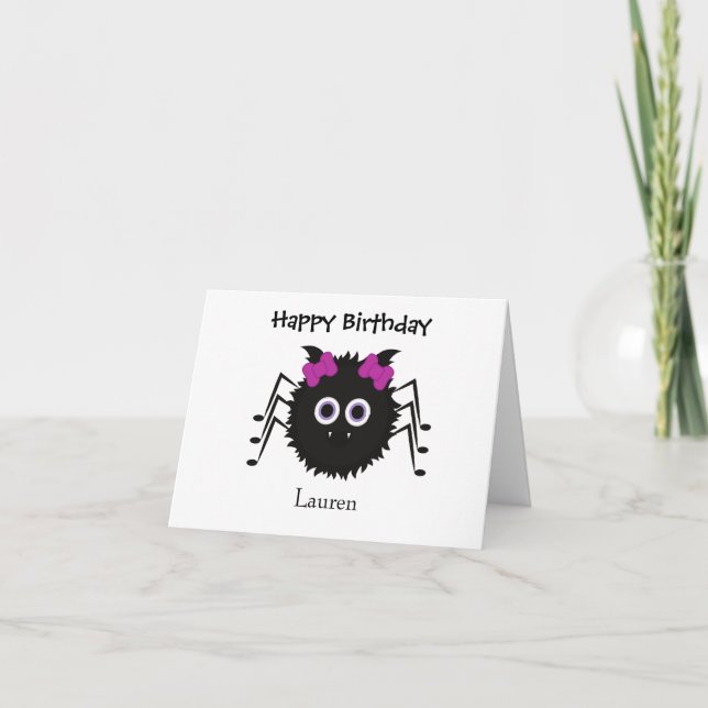 Tarjeta de cumpleaños personalizada para araña cut (Anverso)