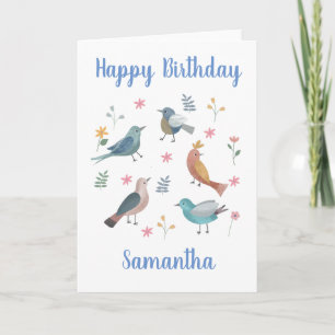 Tarjeta de cumpleaños personalizada para aves y fl