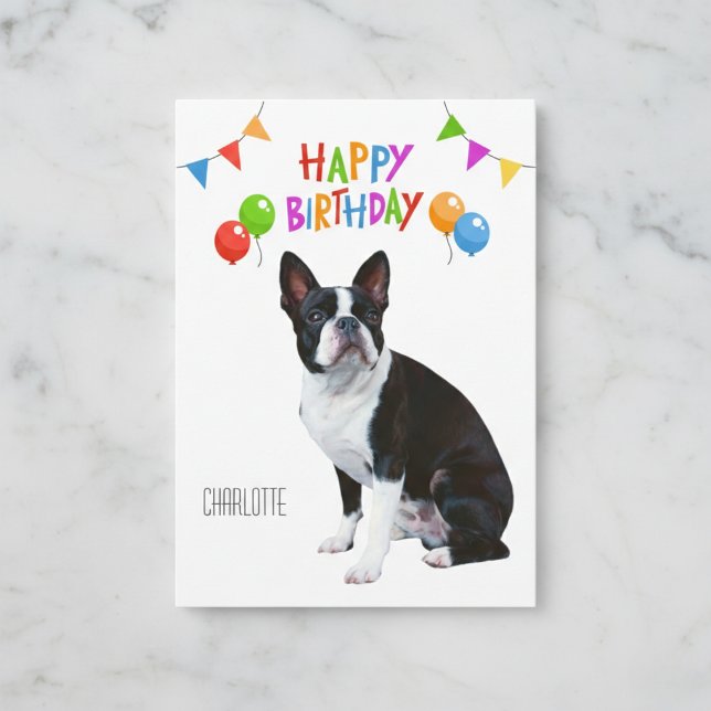 Tarjeta de cumpleaños personalizada para Boston Te (The perfect card for every Boston Terrier fan.)