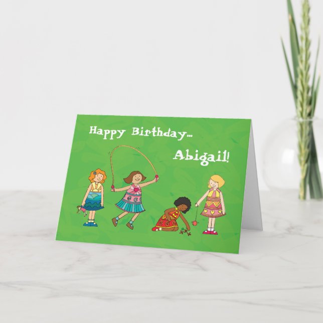 Tarjeta de cumpleaños personalizada para Chicas de (Anverso)