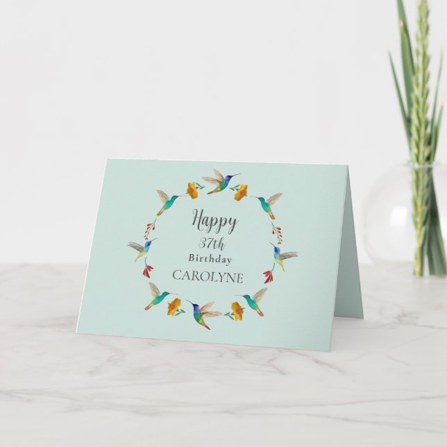 Tarjeta de cumpleaños personalizada para colibrí (Anverso)