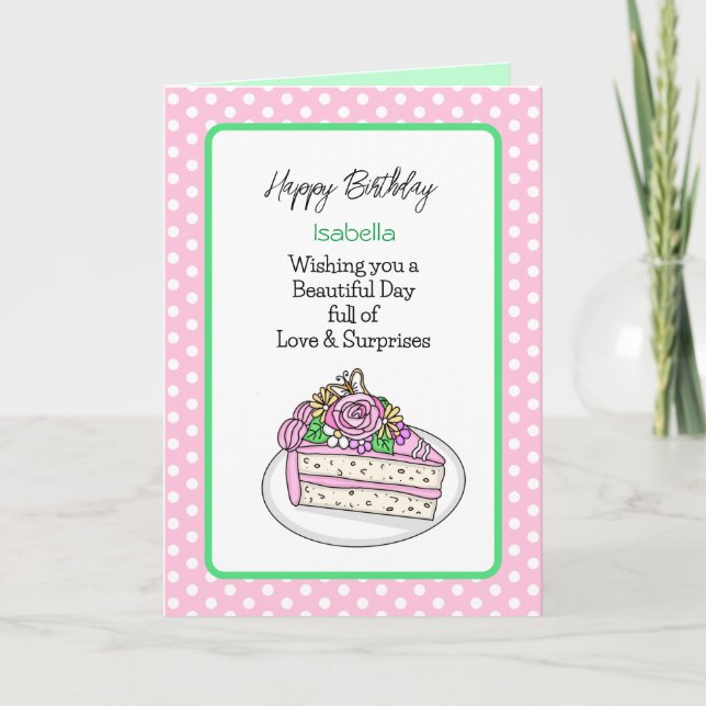 Tarjeta de cumpleaños personalizada para ella (Anverso)
