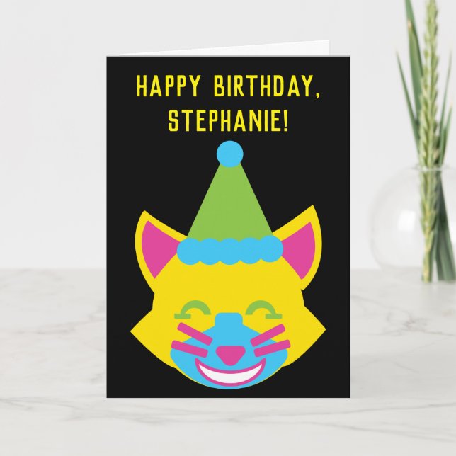 Tarjeta de cumpleaños personalizada para gato bril (Anverso)