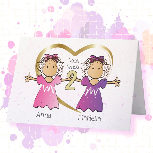 Tarjeta de cumpleaños personalizada para gemelas 2 (Subido por el creador)