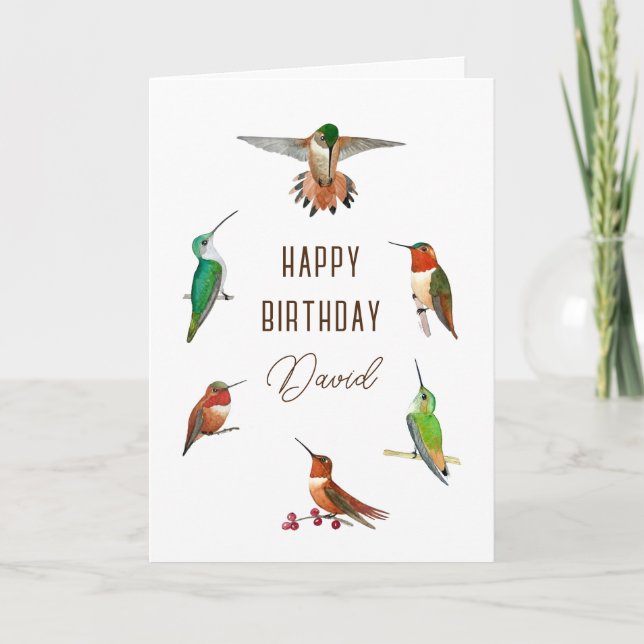Tarjeta de cumpleaños personalizada para Hummingbi (Anverso)