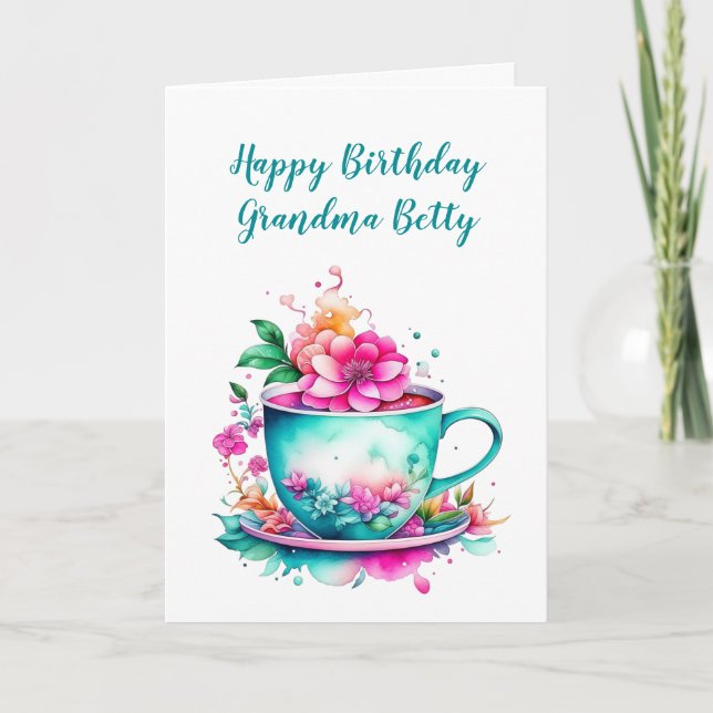 Tarjeta de cumpleaños personalizada para la abuela (Anverso)