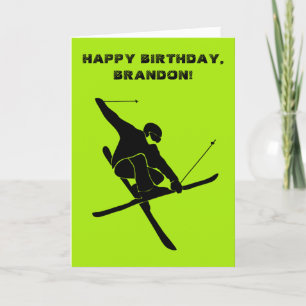 Tarjeta de cumpleaños personalizada para los esqui