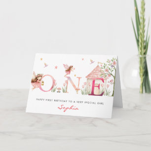 Tarjeta de cumpleaños personalizada para niña de 1