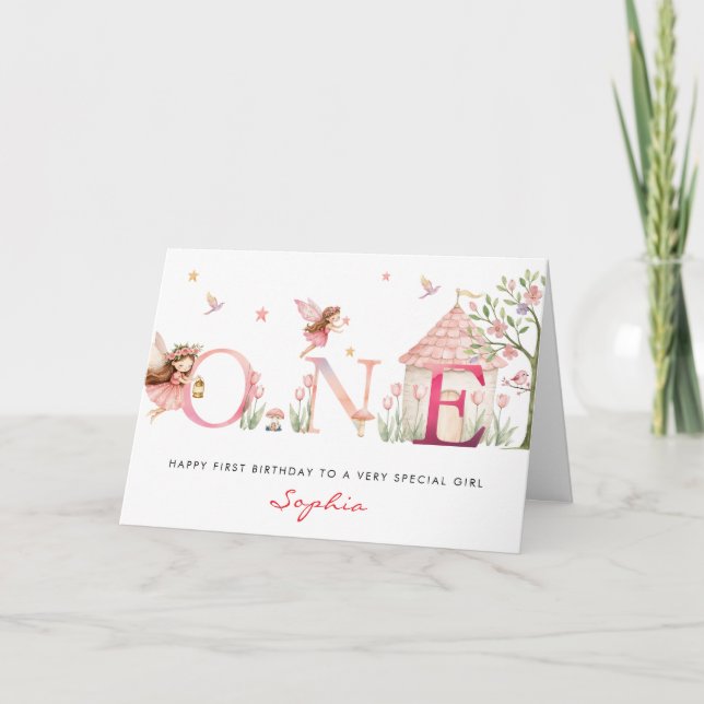 Tarjeta de cumpleaños personalizada para niña de 1 (Anverso)