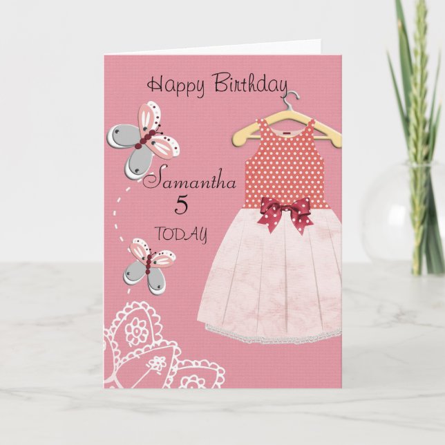 Tarjeta de cumpleaños personalizada para niñas peq (Anverso)