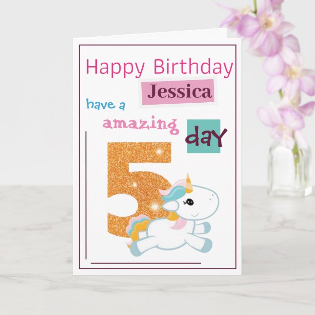 Tarjeta de cumpleaños personalizada para niñas - U (Orquídea)