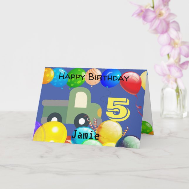 Tarjeta De Cumpleaños Personalizada Para Niño De 5 (Orquídea)
