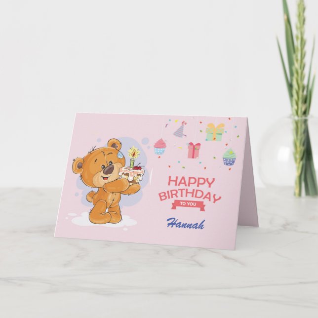 Tarjeta de cumpleaños personalizada para ositos (Anverso)