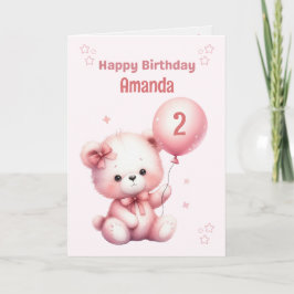 Tarjeta de cumpleaños personalizada para oso rosa