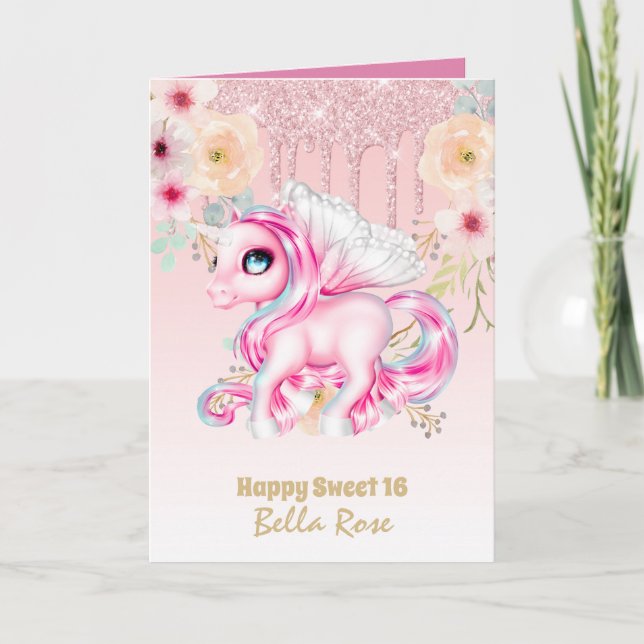 Tarjeta de cumpleaños personalizada para Sweet 16  (Anverso)