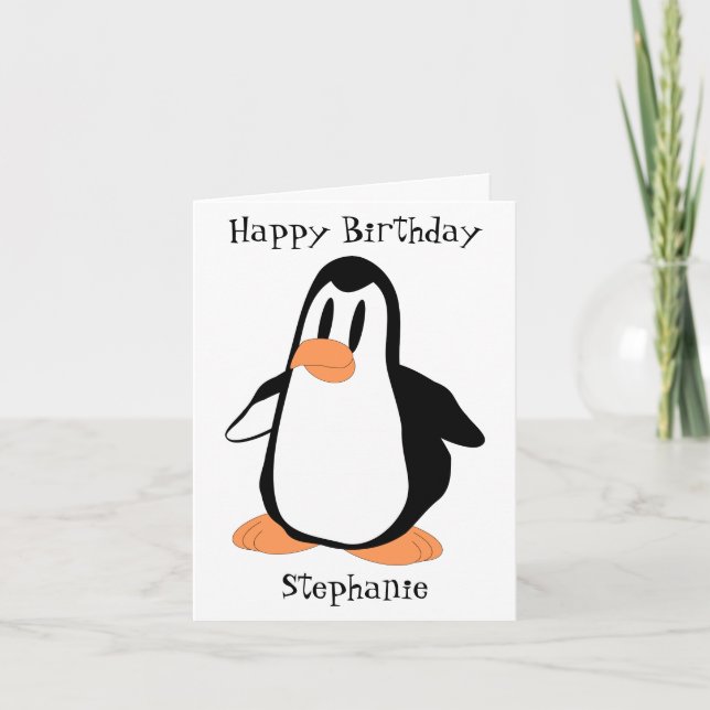 Tarjeta de cumpleaños personalizada Penguin Design (Anverso)