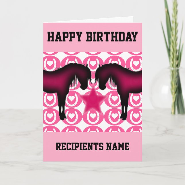 Tarjeta de cumpleaños personalizada Pony Rosa para (Anverso)