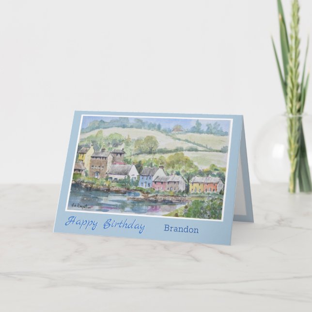 Tarjeta de cumpleaños personalizada Quaint Seaside (Anverso)