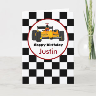 Tarjeta de cumpleaños personalizada Race Car