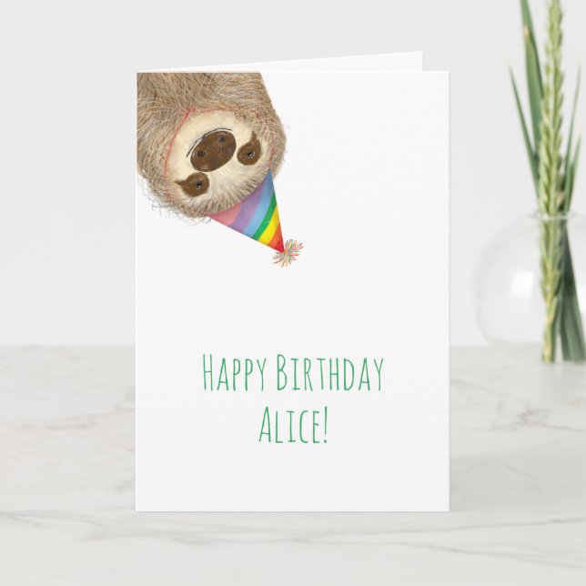Tarjeta de cumpleaños personalizada Stanley sloth (Anverso)