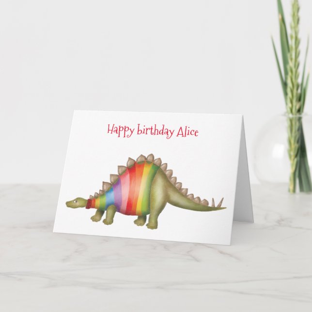 Tarjeta de cumpleaños personalizada Stegosaurus (Anverso)