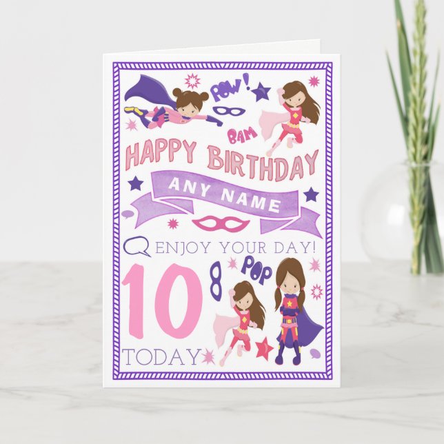 Tarjeta de cumpleaños personalizada super héroe de (Anverso)