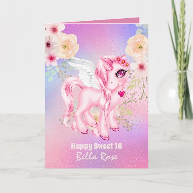 Tarjeta de Cumpleaños Personalizada Sweet 16 Lindo (Anverso)
