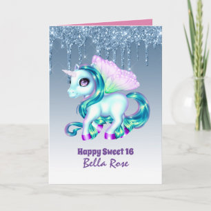 Tarjeta de cumpleaños personalizada Sweet 16 lindo