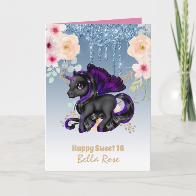 Tarjeta de Cumpleaños Personalizada Sweet 16 Lindo (Anverso)