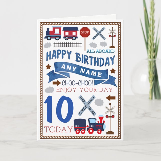 Tarjeta de cumpleaños personalizada tren (Anverso)