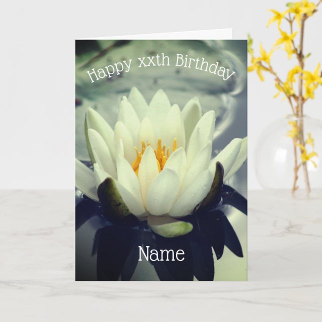 Tarjeta de cumpleaños personalizada Water Lily Lot (flor amarilla)