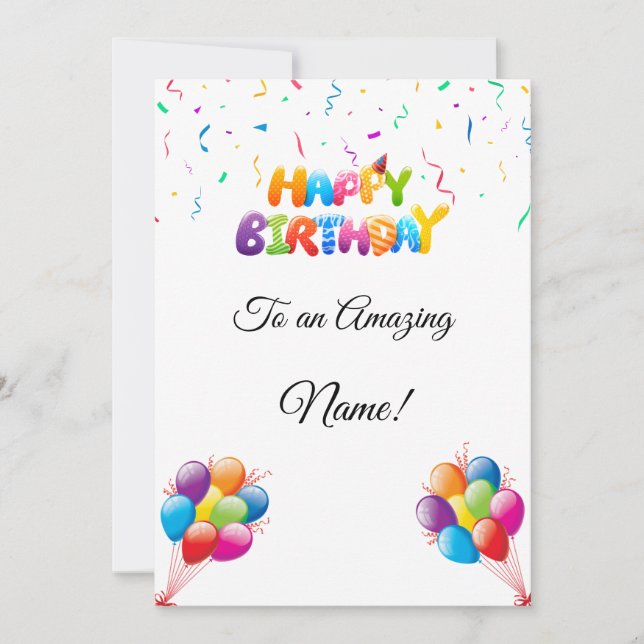 Tarjeta de cumpleaños personalizado con globos y c (Anverso)