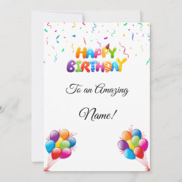 Tarjeta de cumpleaños personalizado con globos y c