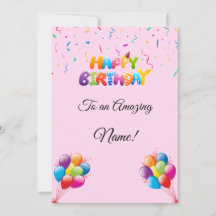 Tarjeta de cumpleaños personalizado con globos y c