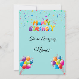 Tarjeta de cumpleaños personalizado con globos y c