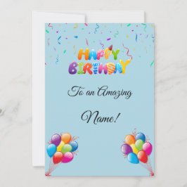 Tarjeta de cumpleaños personalizado con globos y c