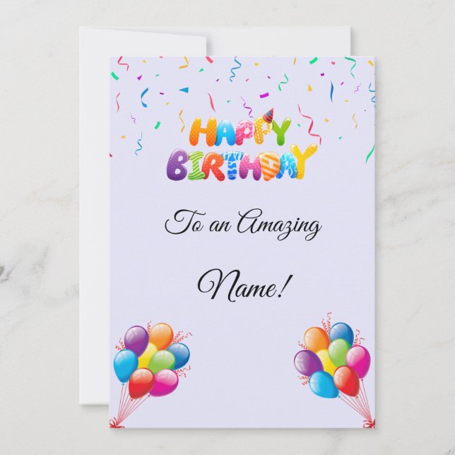 Tarjeta de cumpleaños personalizado con globos y c (Anverso)