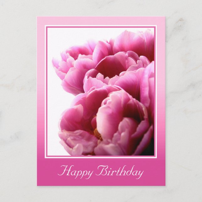 Tarjeta de cumpleaños Personalizado de Flores Rosa (Anverso)