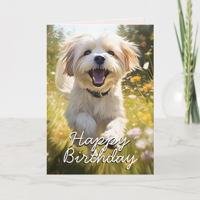 Tarjeta de cumpleaños personalizado Lhasa Apso (Anverso)