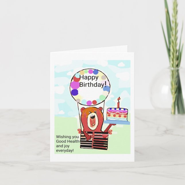 TARJETA DE CUMPLEAÑOS personalizado - OSO EN EL BA (Anverso)