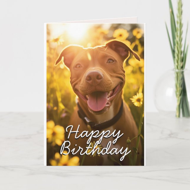 Tarjeta de cumpleaños personalizado Pitbull (Anverso)