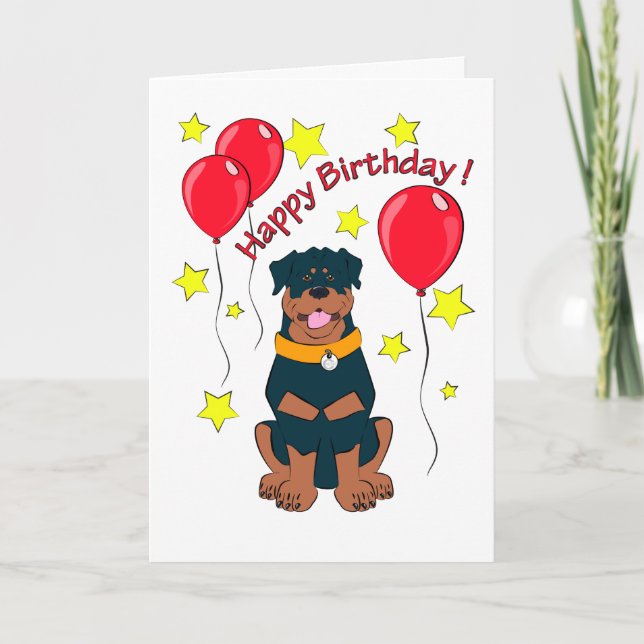 tarjeta de cumpleaños personalizado rottweiler (Anverso)