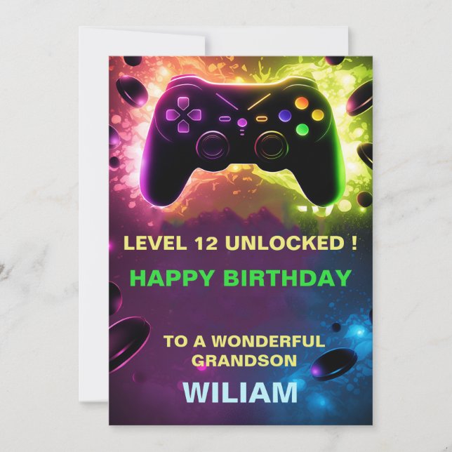 Tarjeta de cumpleaños PersonaliZed Gamer (Anverso)