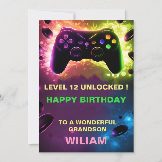 Tarjeta de cumpleaños PersonaliZed Gamer (Anverso)