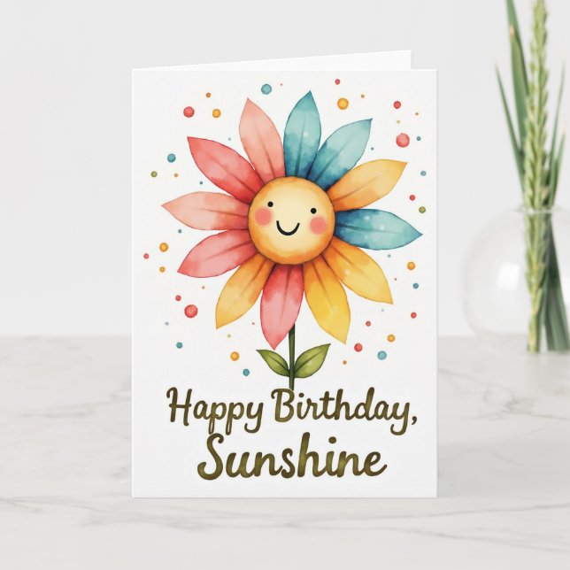 Tarjeta de cumpleaños Pétalo sonriente (Anverso)