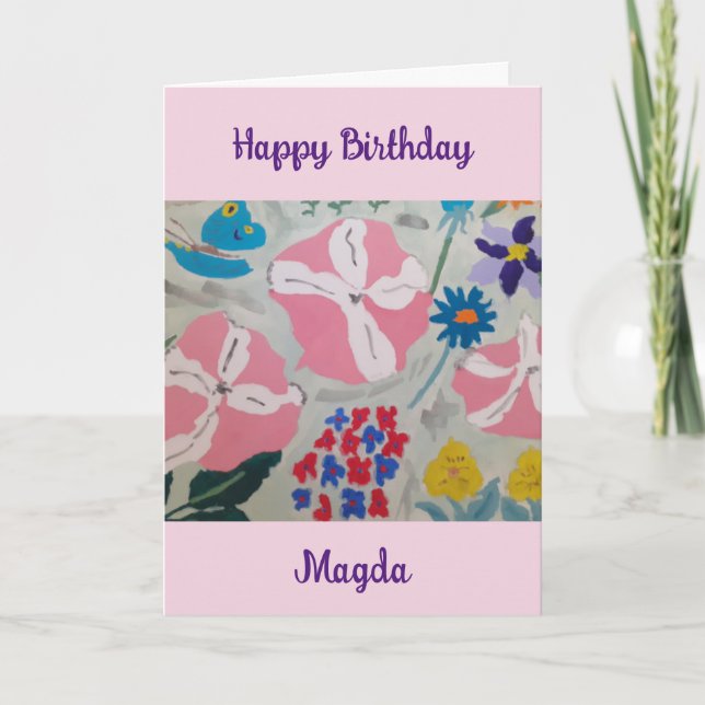 Tarjeta de cumpleaños Petunias y Flores de Verano (Anverso)