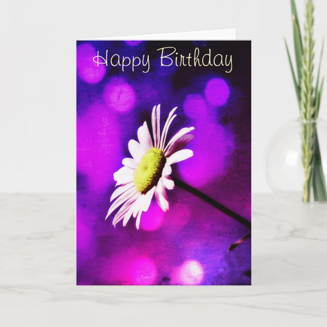 Tarjeta de cumpleaños Pink N Amethyst Daisy (Anverso)